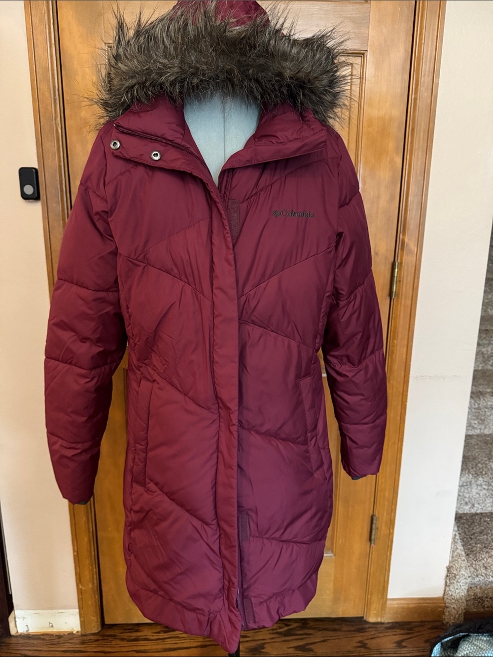 Columbia Puffer Quilted Coat Jacket Removable Hood Sz M